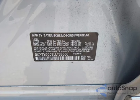 2020 BMW X3 xDrive30I from USA, damaged, VIN 5UXTY5C03LLT38606